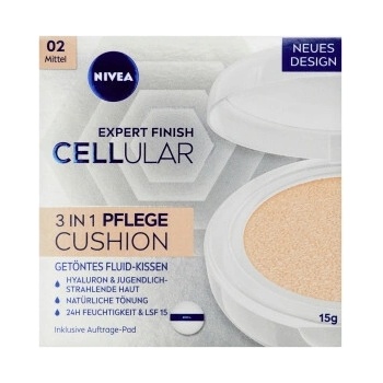 Nivea Expert Finish Cellular 3v1 Ošetrujúci tónovaný krémový make-up v hubke 02 Medium 15 g