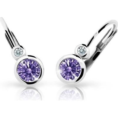 Danfil dětské náušnice C1984 z bílého zlata s kamínkem Amethyst zapínání klapka