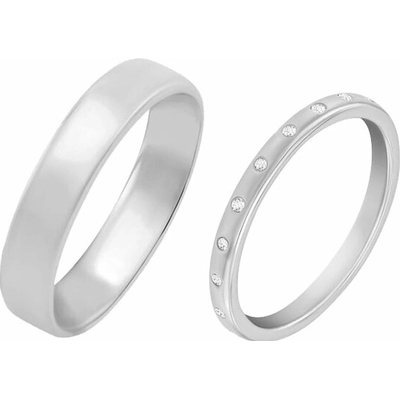 Eppi Platinová eternity obrúčka s diamantmi a pánsky komfortní prsteň Ivili RW41849
