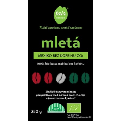 Fairobchod Bio mletá káva Mexiko bez kofeinu CO2 250 g