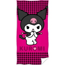 Carbotex bavlněná plážová osuška Kuromi motiv Malý ďáblík 70 x 140 cm