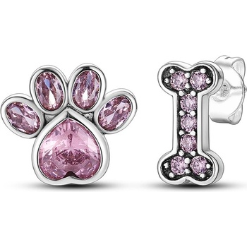 DELIS Сребърни обеци от проба 925, jw599, шарка от лапи и кости, с родиево покритие (jw599)