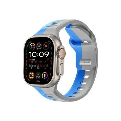 CubeNest Premium Silikon Sport na Apple Watch 42/44/45/Ultra 49 mm šedý/modrý B01R001DLLUGRBL