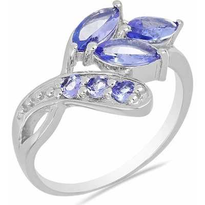 Nefertitis Prsten stříbrný s broušenými tanzanity 023241 TZ