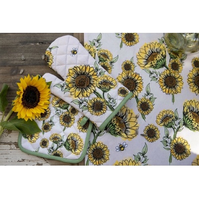 Clayre & Eef Béžová bavlnená Chňapka podložka so slnečnicami Sunny Sunflowers 20 x 20cm