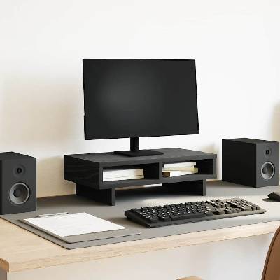 vidaXL Стойка за монитор, черен дъб, 50x27x15 см, инженерно дърво (868088)