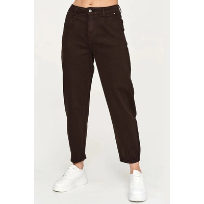 Makadamia Dámské mom fit džíny C31 tm. hnědé Tmavě
