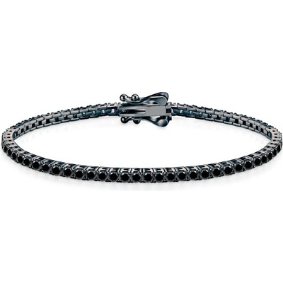 SAVICKI Tenisový náramok čierne striebro s čiernymi moissanitmi 2,2 mm 18 cm - SAV-B-TENIS-02WQ-2-18CM-22SZ-20K-925-CZMOI-CZ