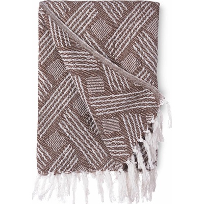 Giftdecor Bavlněný přehoz 150x125 cm hnědý s pruhy
