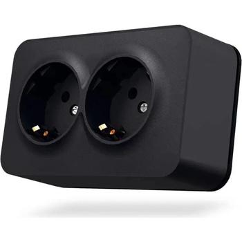 Videx ДВОЕН КОНТАКТ ШУКО ЗА ОТКРИТ МОНТАЖ vf-bns22g-bg 16А videx - ГРАФИТ