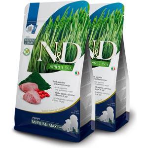 FARMINA N&D кучешка SPIRULINA (GF) за малки и средни породи, агнешко 2 x 7 кг
