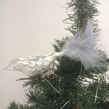 GOBA Ozdoba vianočná Metallic dekor s modrým kamienkom - vták veľký