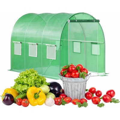 Bauerkraft Fóliový skleník 3x2x2 m 6 m² kovový rám UV fólia zelený