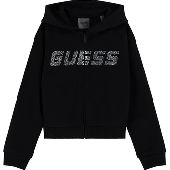 GUESS Спортен черен суичър за момиче с качулка и и лого Guess от камъни