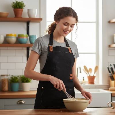 Платнена готварска престилка в черно