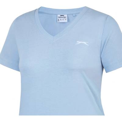 Slazenger Дамска тениска Slazenger Ladies V Neck Tee Shirt - Light Blue