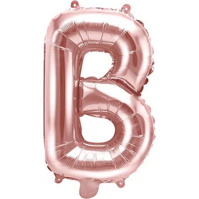 PartyDeco Балон от фолио Mini - Буква В 35см розово златен