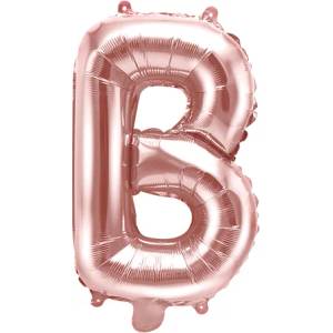 PartyDeco Балон от фолио Mini - Буква В 35см розово златен