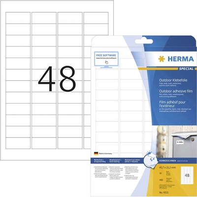 Herma 9531 45.7 x 21.2 mm polyethilenová fólie biela 480 ks trvalé Fóliové etikety laser, kópie