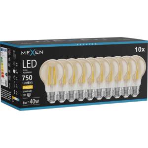 Mexen Vintis 10x LED филаментна крушка E27, A60, 8W, Топла - 2700K, 750 lm, кехлибар - (L150-E27-0827-50x10)