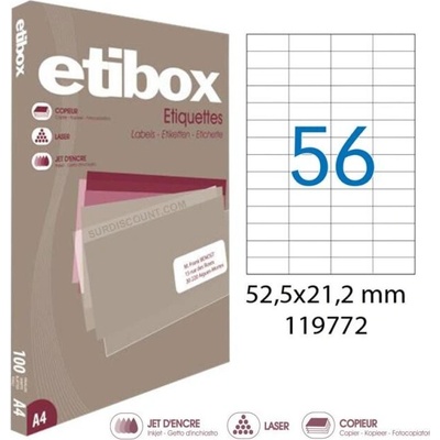 Etikety univerzálne 52,5x21,2mm Etibox A4 100 hárkov