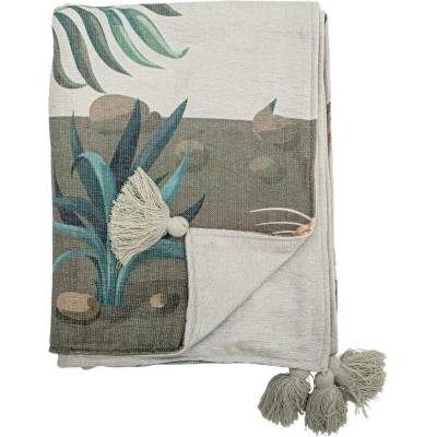 Bloomingville Zelená deka Peacock 130x155