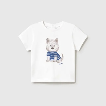 MAYORAL Тениска къс ръкав куче бял цвят за бебе момче Mayoral