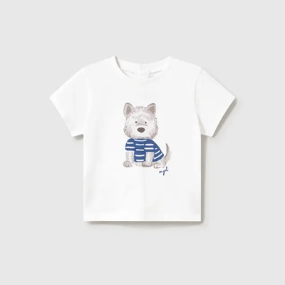 MAYORAL Тениска къс ръкав куче бял цвят за бебе момче Mayoral