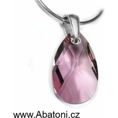 Swarovski Elements Stříbrný náhrdelník visací růžová slza, kapka 54025.3 Antique Pink