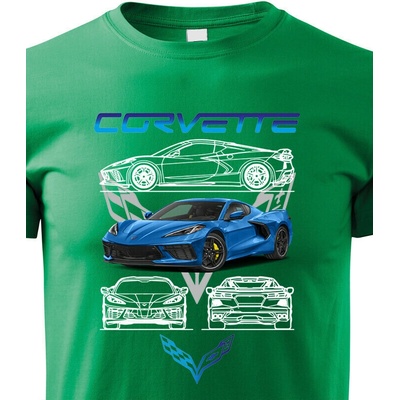 Dětské tričko Chevrolet Corvette Zelená Velikost Canvas Bezvatriko.cz 2326