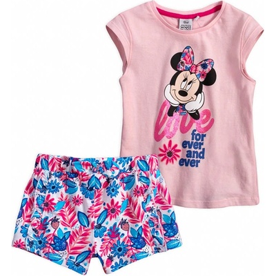 Sun City dívčí tričko kraťasy komplet Minnie Mouse Love růžový