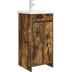 vidaXL Баня с мивка Опушен дъб 42 x 40 x 84, 5 см Инженерна дървесина (890772)