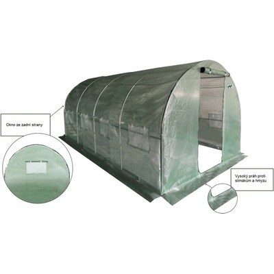 GARDEN LINE Záhradný fóliovník 4-segmentový 4 x 2,5 x 2 m NEW SOLUTION zelený