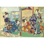 Grafika Art Puzzle - Puzzle Utagawa Kunichika - Prince Genji Visiting a Residence Overlooking Mount Fuji - 1 000 piese