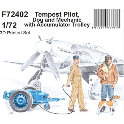 Special Hobby Figurky Tempest Pilot Dog and Mechanic with Accumulator Trolley 1:72