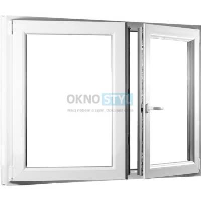 OKNOSTYL.cz dvoukřídlé plastové okno se štulpem REHAU 12500 x 11000 mm Bílá
