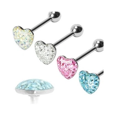 Šperky eshop piercing do jazyka romantické srdce W31.38 duhová