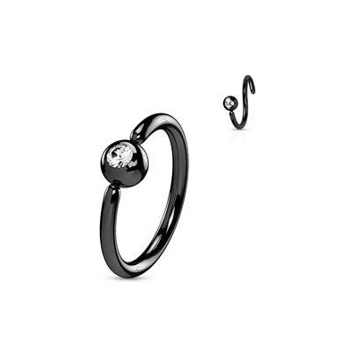 Šperky4U piercing černý kruh, kulička K1018-12083