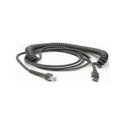 Datalogic Cable, USB, Type A, Coiled, Power off terminal, 2 Meters, CAB-424E