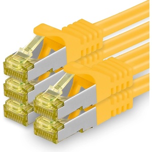 1aTTack. de Cat. 7 network cable 7.5 m yellow pack of 5 Cat7 Ethernet cable network LAN cable raw cable 10 Gb s SFTP PIMF LSZH set patch cable with Rj 45 plug Cat. 6a - 4251073616247