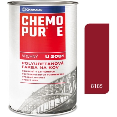 Chemolak Chemopur E U2081 8185 červená vrchná Polyuretánová farba na kov betón drevo 0,8l