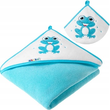 Akuku osuška 100x100 tyrkysová s žabkou