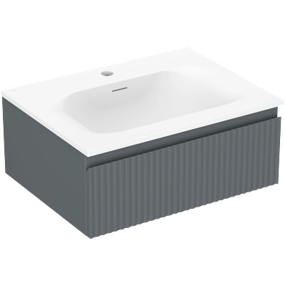 Mexen Rivel шкаф за баня 60 см с мивка Vela, 1 чекмедже, оребрен, графит мат/бял мат - 91A20-06023-1-BF66-W23M01 (91A20-06023-1-BF66-W23M01)