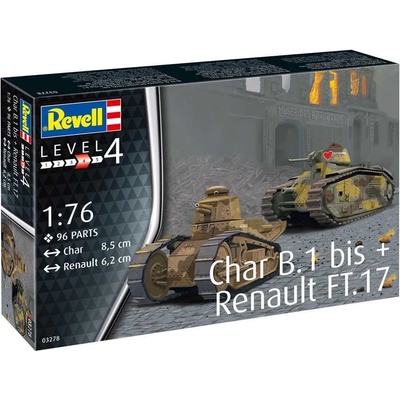 Revell Сглобяем модел Revell Военни: Танкове Char B. 1/Renault F17 (03278)