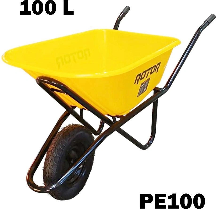 ROTOR Строителна ръчна количка rotor pe100, 100 л, pvc корито, надуваемо колело (uni-010769)