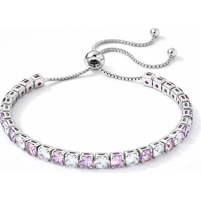 Sisi Jewelry Tennis náramek s růžovými a čirými zirkony Cianoti NR2327-KSB00001 Růžová 26 cm