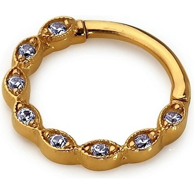 Lillian Vassago Zlatý piercing kroužek zdobený zářivými zirkony LLV92-GPI004SP