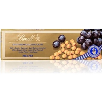 Lindt mliečna čokoláda s rozinkami a celými jadierkami lieskových orieškov 300 g