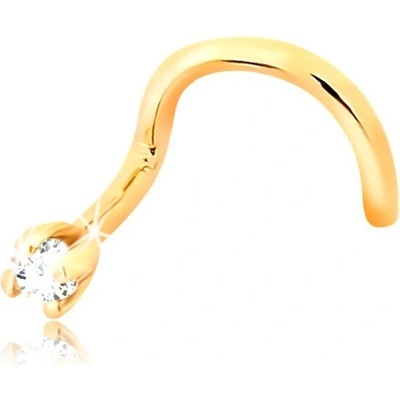 Šperky eshop zahnutý piercing do nosu ve žlutém zlatě čirý zářivý diamant BT501.69