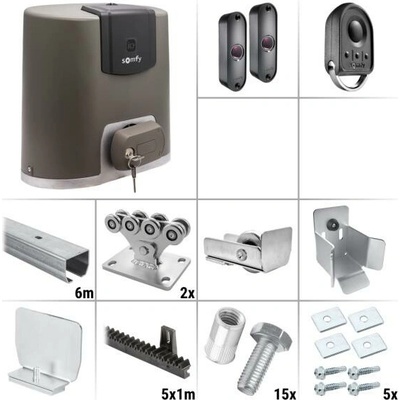 Somfy Elixo 500 3S io K1 7.0Z - zostava pojazdu, pohonu a príslušenstva, pre posuvnú bránu do prejazdu 4,2 m a 425 kg, pozinkovaný profil